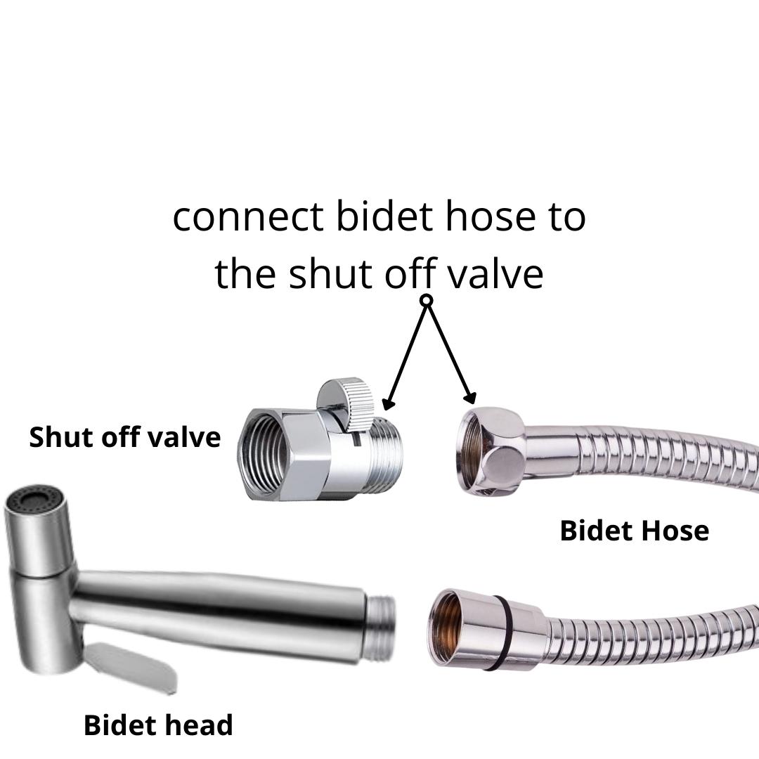 connect the bidet hose to shut off valve